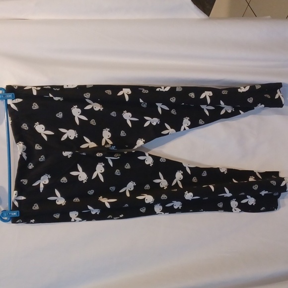 *Playboy Black & white & silver Bunny Print Sleep Pants size 1X - Picture 3 of 6